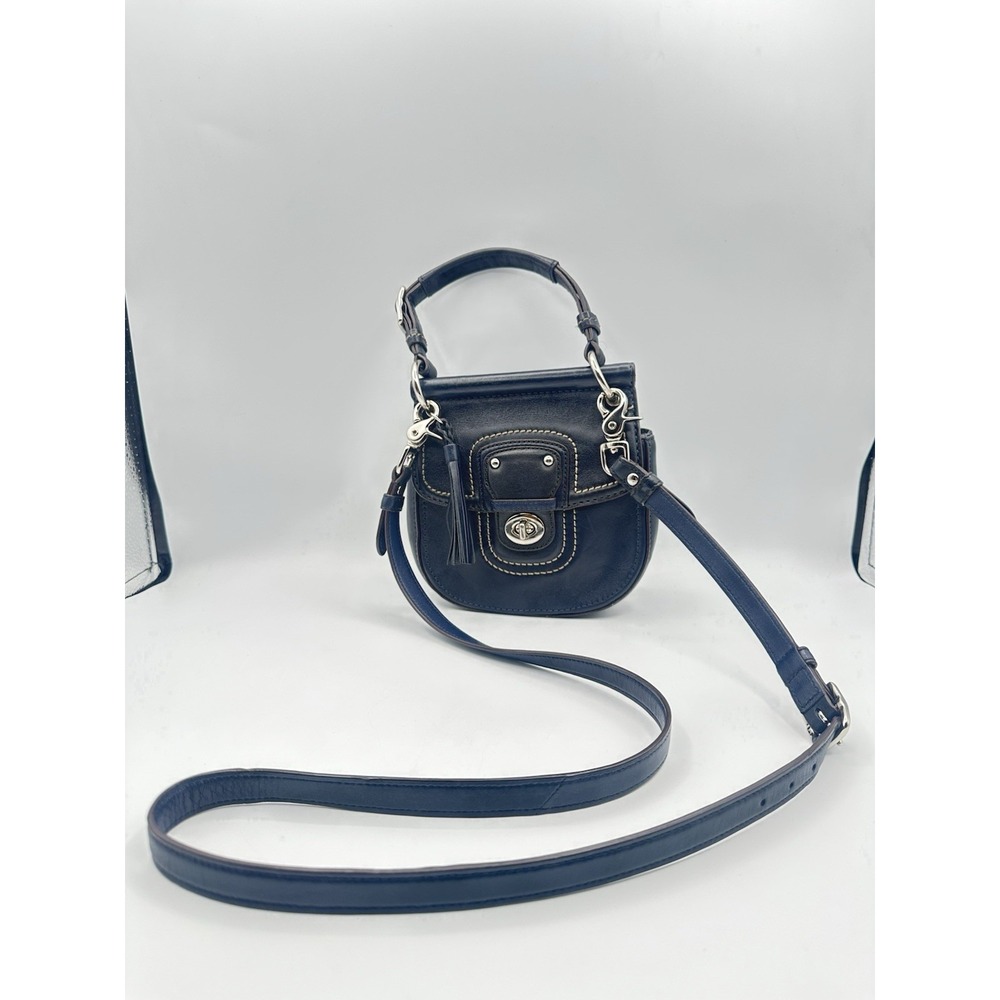 Vintage Coach Mini Willis Bag #19886 Navy Blue Leather Crossbody Shoulder Bag